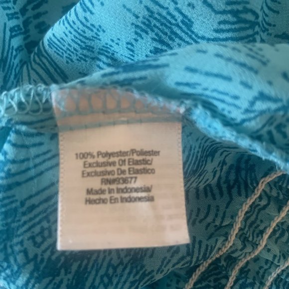 A.N.A. A NEW APPROACH BLUE SHORT SLEEVE SHEER RUFFLE BLOUSE XL-EUC - Picture 6 of 6